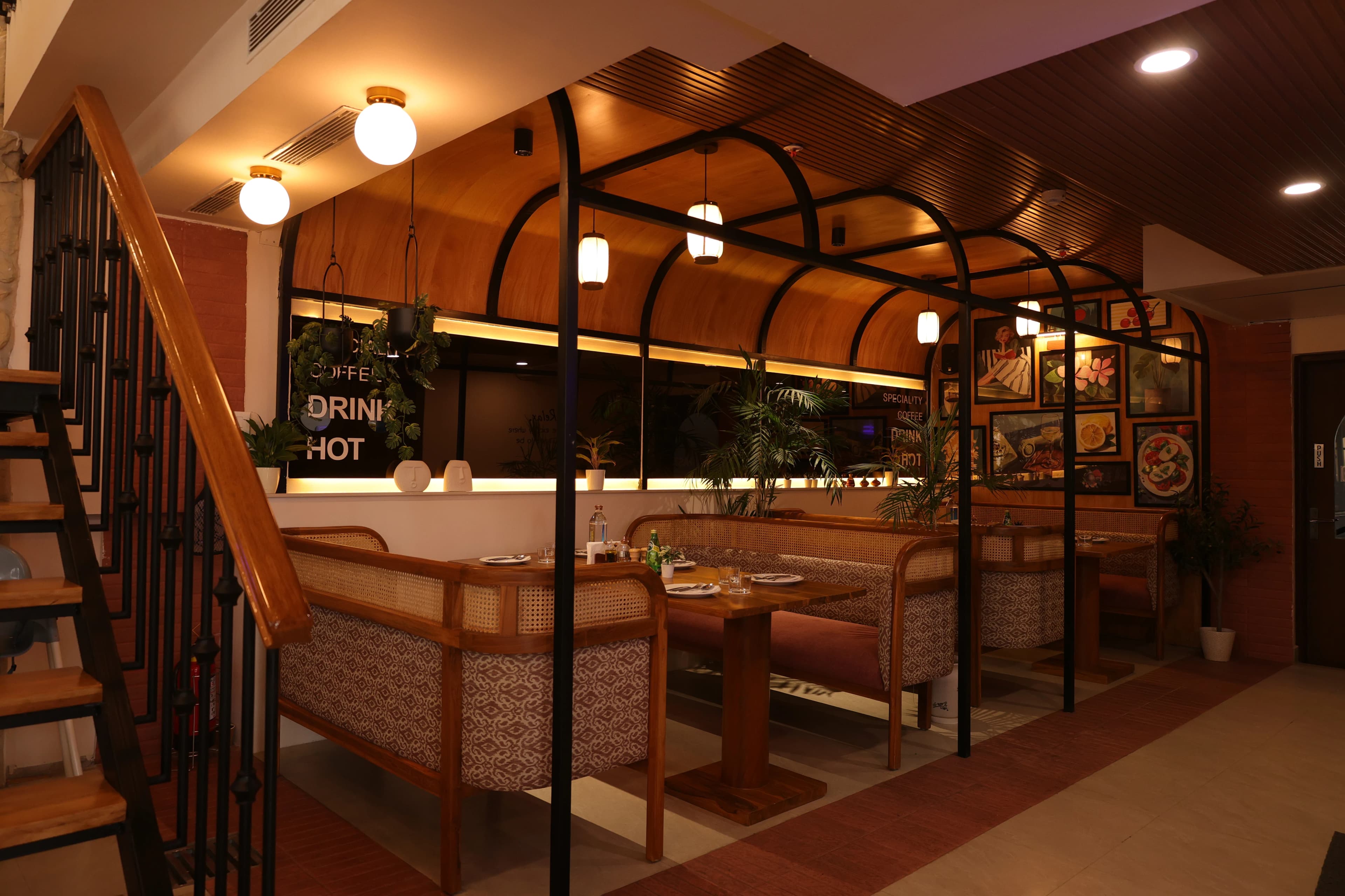 Sunlit interior of the space